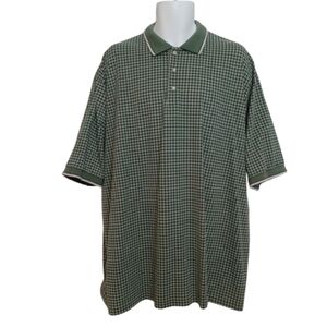 PURITAN 3XL Men's Green Diamond Print Business Casual Classic Polo Shirt Top